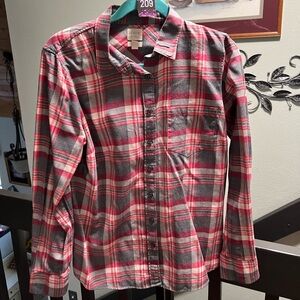 J. Crew Red and Gray Plaid Casual ShirtEUC #MO209